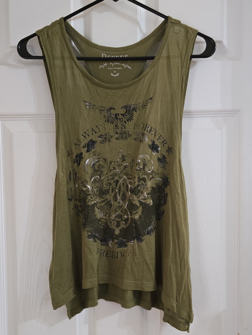 Decree Olive Green Graphic Tank Top